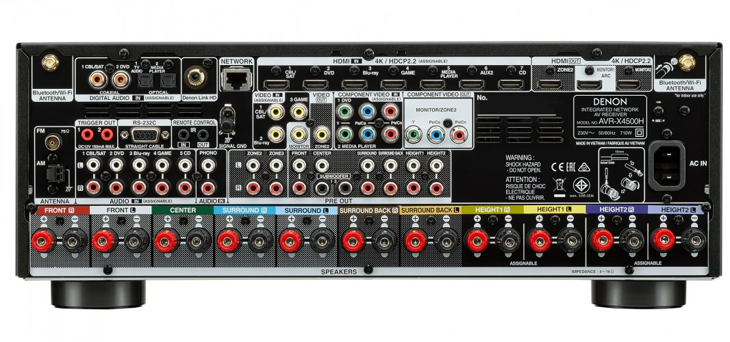 Задняя панель Denon AVR-X4500H